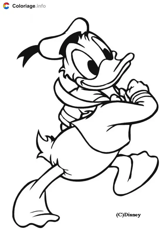Happy Donald Duck coloring page to print