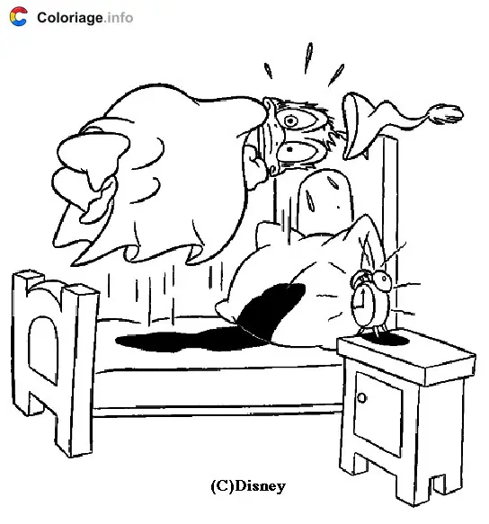 Donald Duck Wakes Up coloring page to print