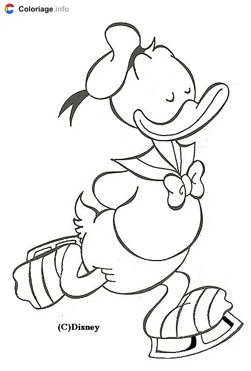 Donald Duck Ice Skating coloring page to print