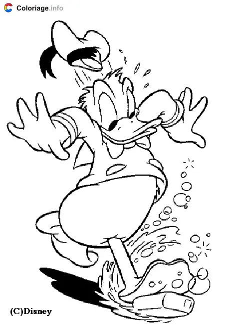 Donald Duck Slips on Soap coloring page to print