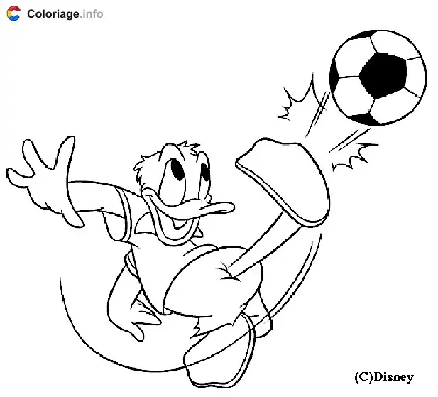 Donald Duck Playing Football coloring page to print