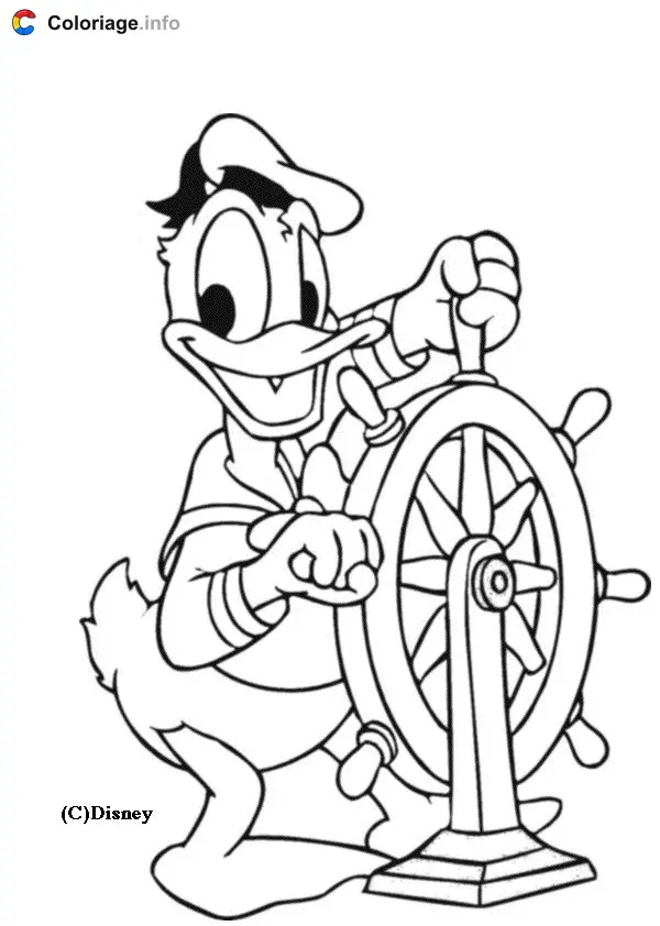 Donald Duck Sailing Adventure coloring page to print