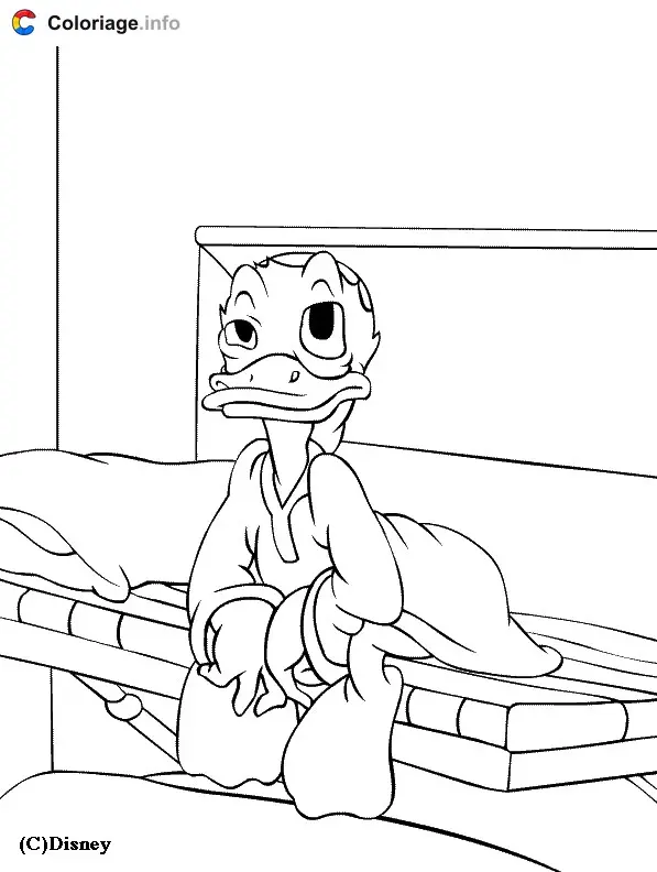 Donald Duck on His Bed coloring page to print