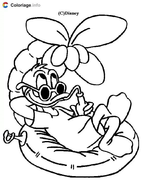 Donald Duck on a Pool Float coloring page to print
