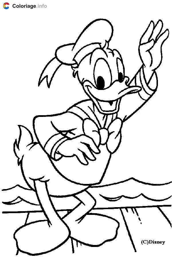 Donald Duck Says Hello coloring page to print