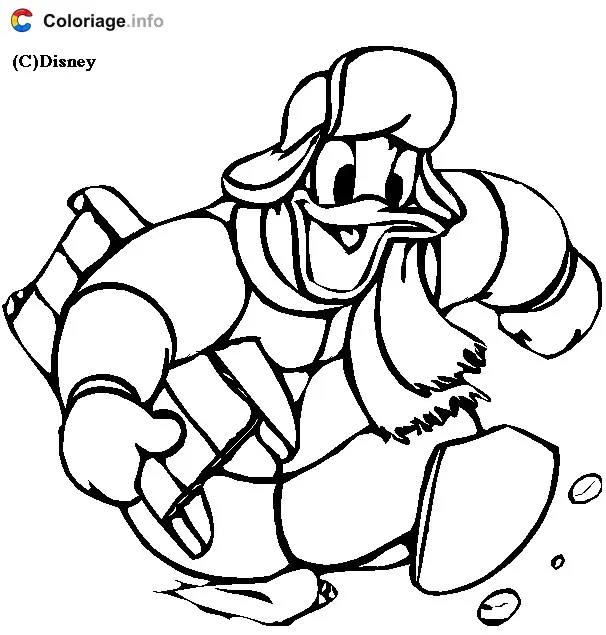 Donald Duck Goes Sledding coloring page to print