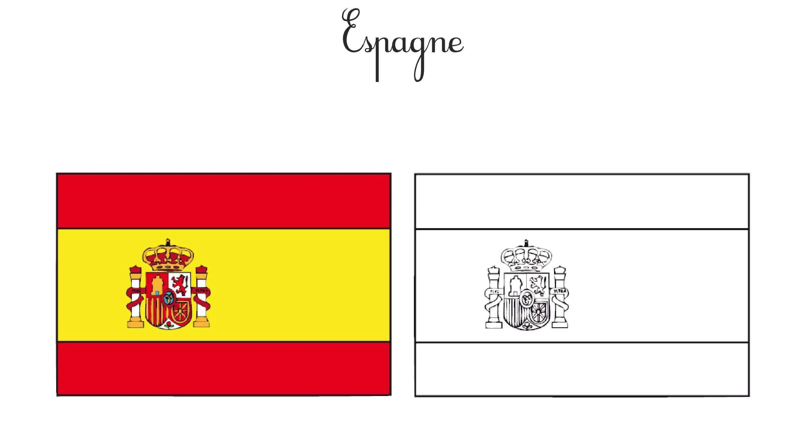 Coloriage Drapeaux Espagne Noir Et Blanc Et Couleurs - Espagne à imprimer
