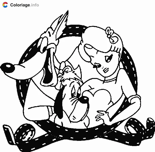 Coloriage Droopy avec les autres - Droopy à imprimer