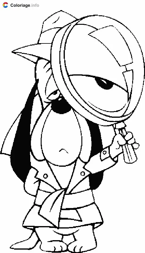 Coloriage Droopy avec une loupe - Droopy à imprimer