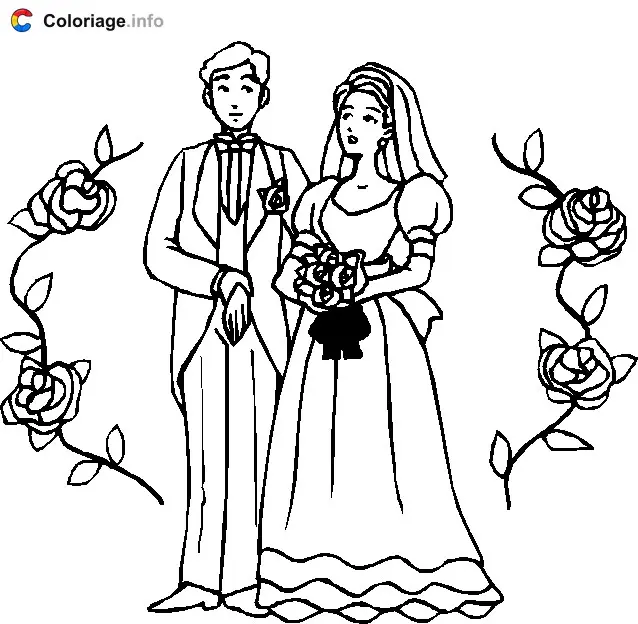 Coloriage Du mariage - Mariage à imprimer