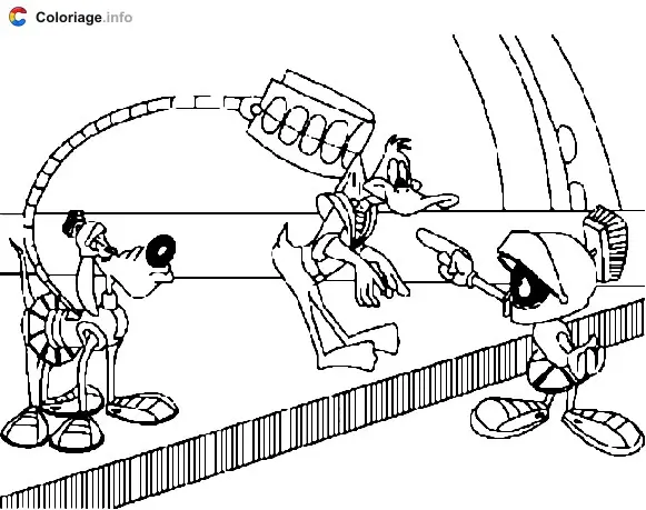 Coloriage Duck Dodgers Marvin et le chien - Marvin le Martien à imprimer