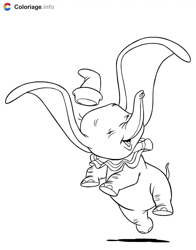 Coloriage Dumbo avec ses grandes oreilles - Dumbo à imprimer