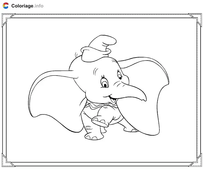 Coloriage Dumbo cadre - Dumbo à imprimer