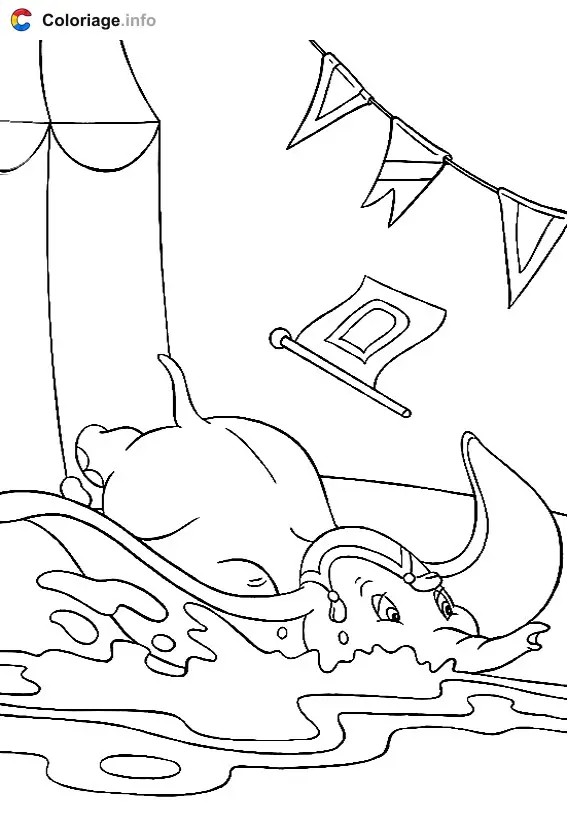 Coloriage Dumbo tombe - Dumbo à imprimer
