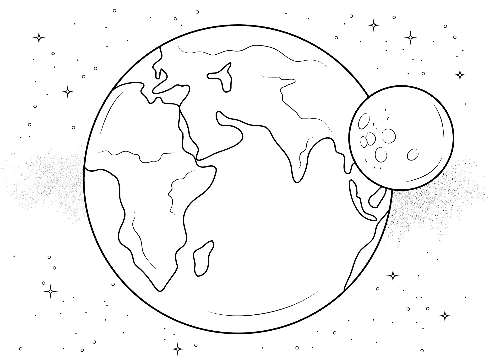 Coloriage Earth Et Moon - Planète à imprimer