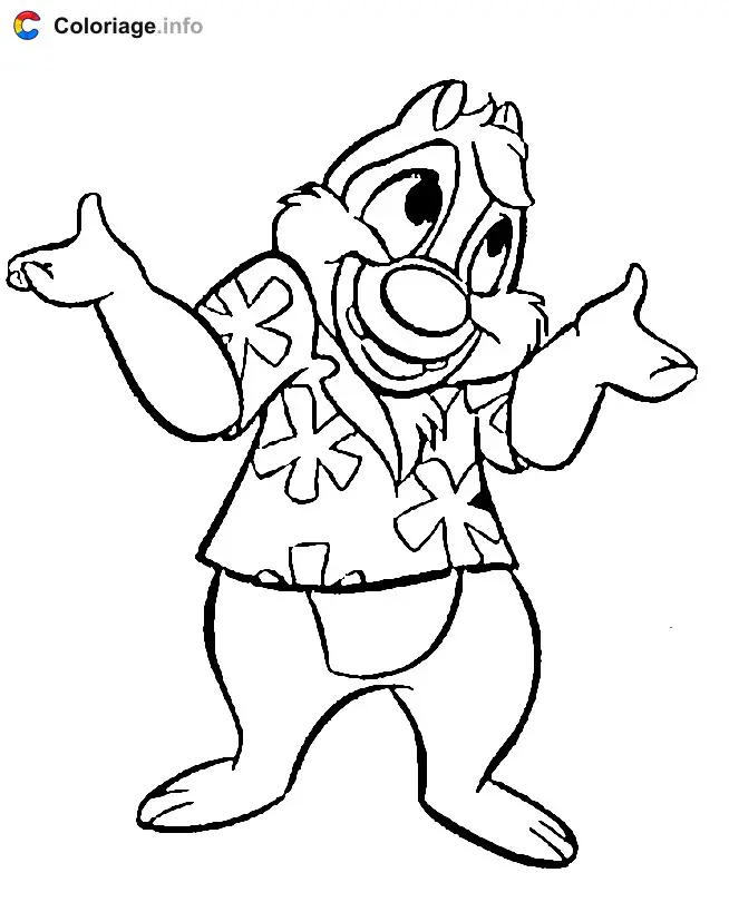 Coloriage Écureuil Tac - Tic et Tac à imprimer
