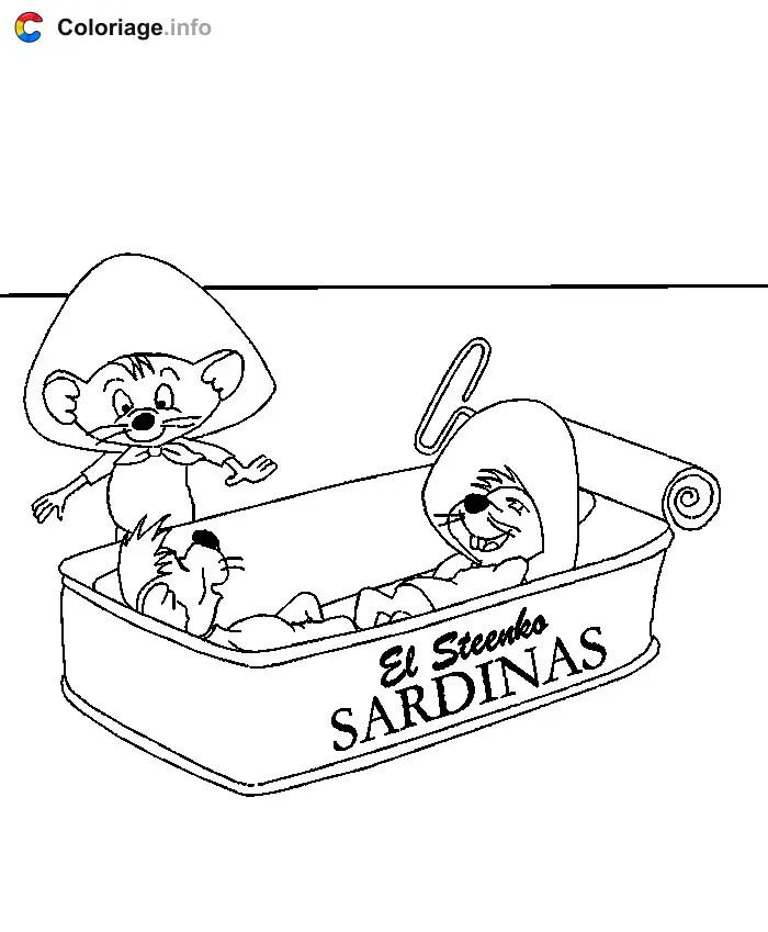 Coloriage El Steenko sardinas - Speedy Gonzales à imprimer