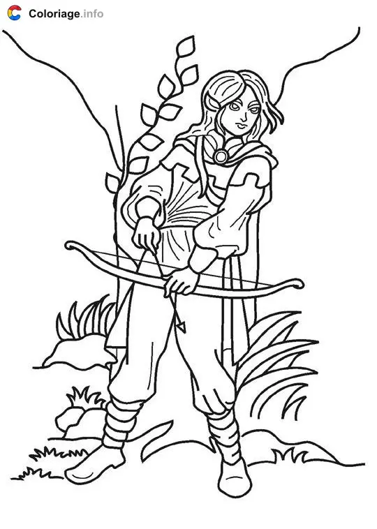 Coloriage Elfe dessin 1 - Mythologie à imprimer