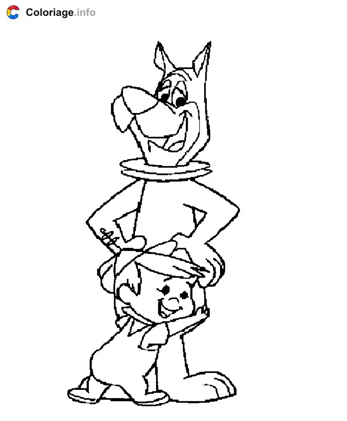 Coloriage Elroy fait un câlin à Astro - Les Jetson à imprimer