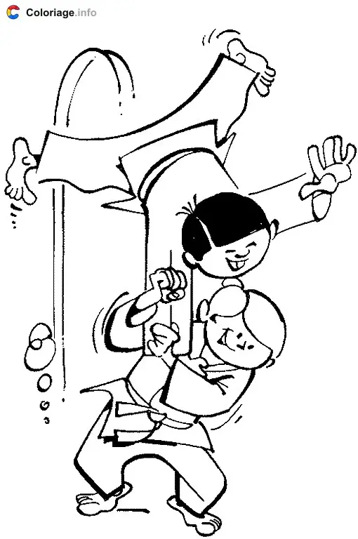 Coloriage Enfants pratiquant le judo - Judo à imprimer