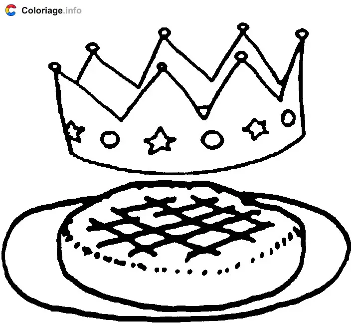 Epiphanie avec la galette des rois coloring page to print