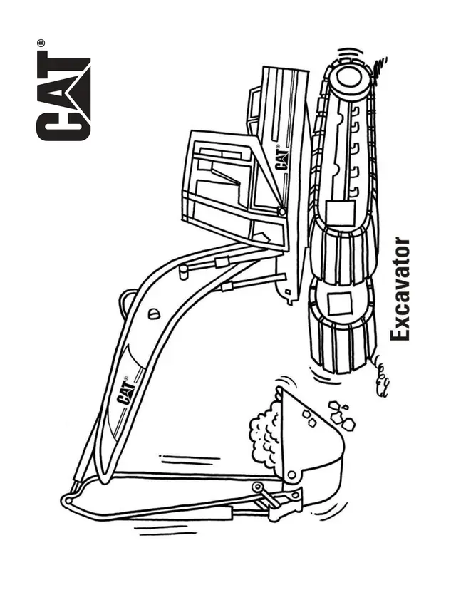 Coloriage Excavator Camion Cat - Camion à imprimer