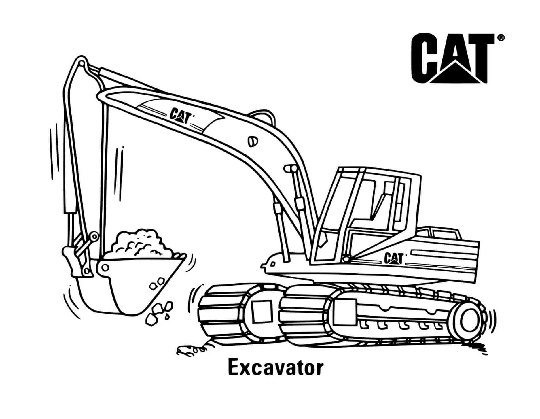 Coloriage Excavator Truck Engin Excavation Construction - Chantier à imprimer