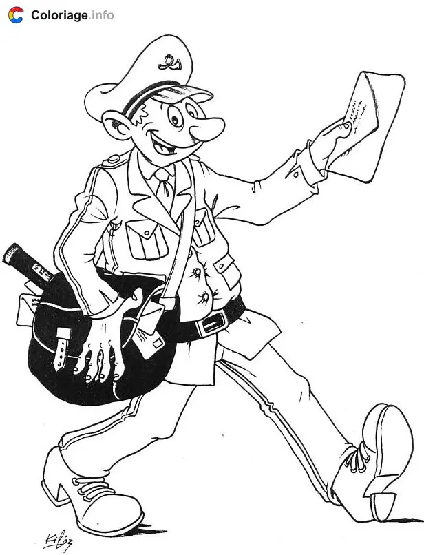 Coloriage Facteur qui distribue le courrier - Facteur à imprimer