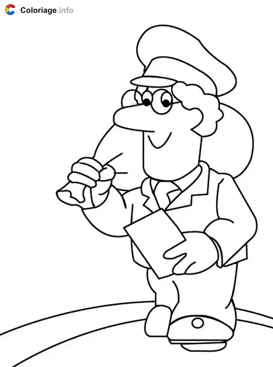 Coloriage Facteur qui porte un sac de lettres - Facteur à imprimer