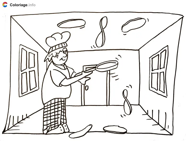 Coloriage Faire des crêpes à la maison - Crêpes de la Chandeleur à imprimer