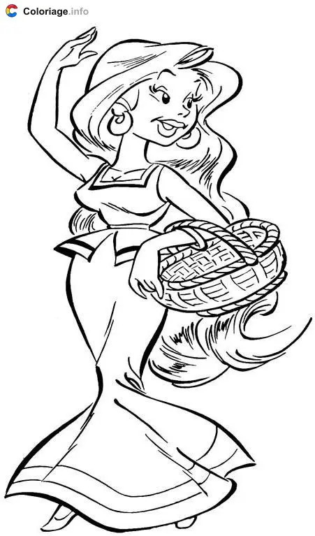 Coloriage Falbalà tient un panier - Astérix à imprimer