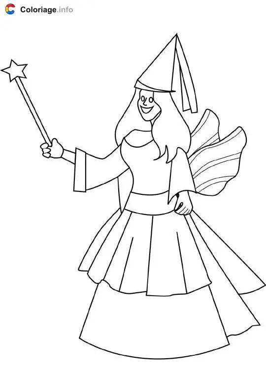 Coloriage Fée baguette magique 5 - Mythologie à imprimer
