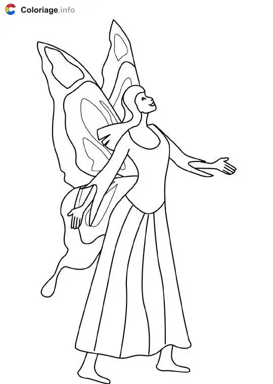 Coloriage Fée dessin 3 - Mythologie à imprimer