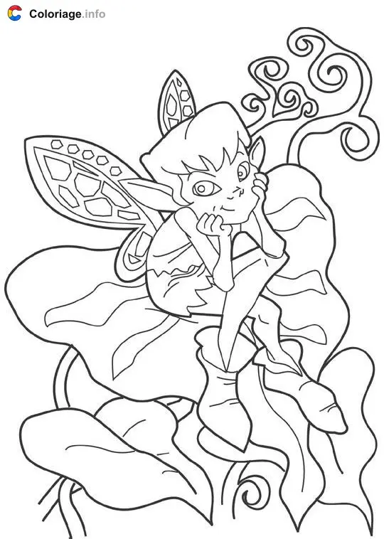 Coloriage Fée magique 1 - Mythologie à imprimer