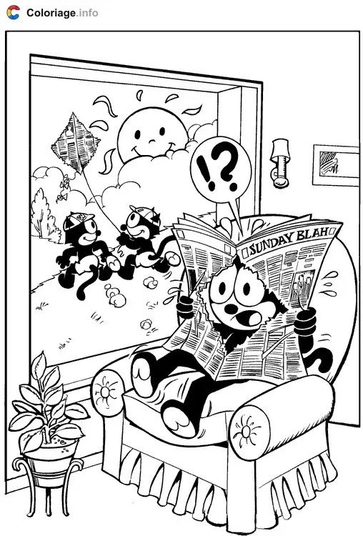 Coloriage Félix 009 - Félix le Chat à imprimer