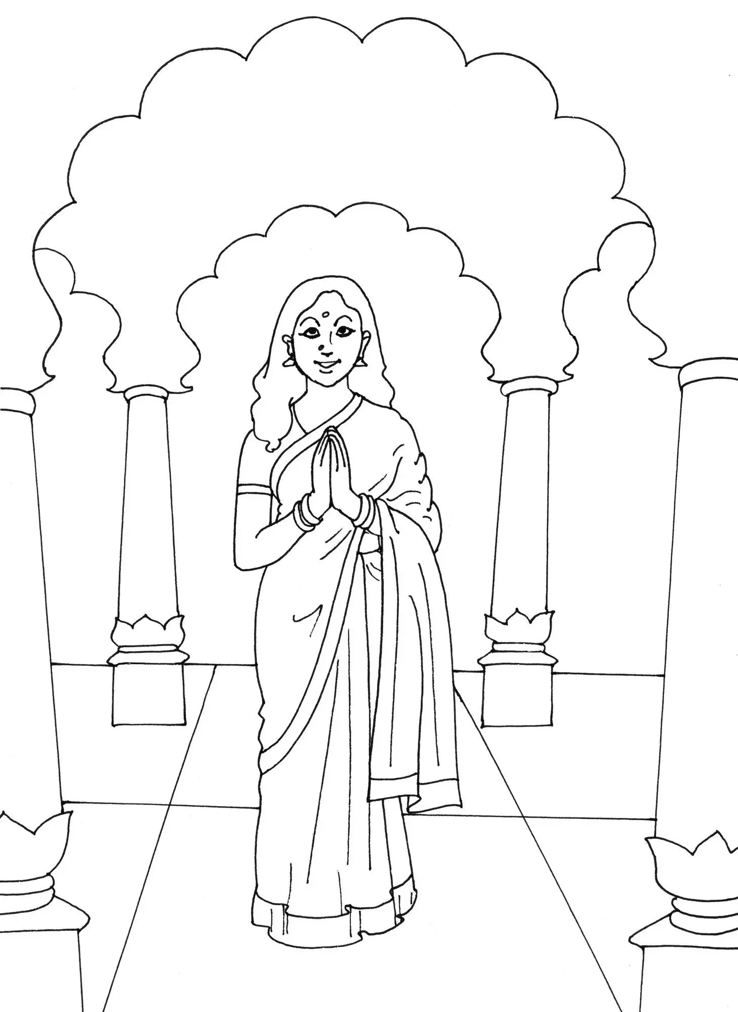 Coloriage Femme Indien En Inde Bienvenue - Gulli à imprimer