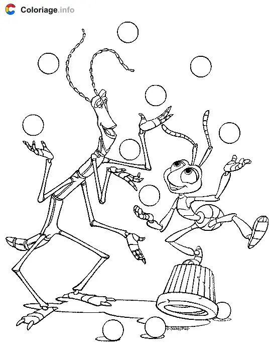 Coloriage Fil et Tilt font du jonglage avec des balles - 1001 pattes à imprimer