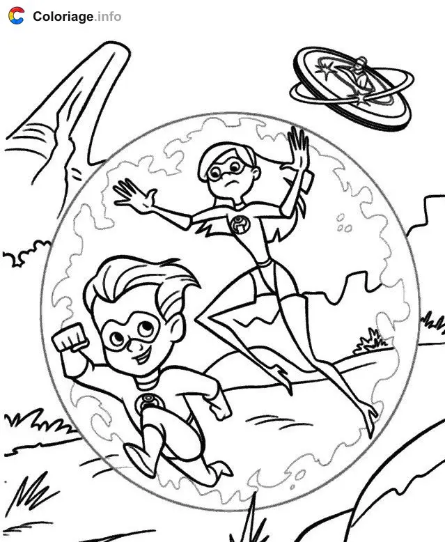 Coloriage Flèche et Violette - Les Indestructibles à imprimer