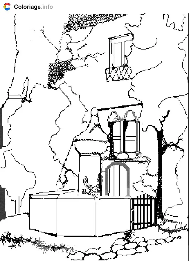 Coloriage Fontaine - Monuments à imprimer