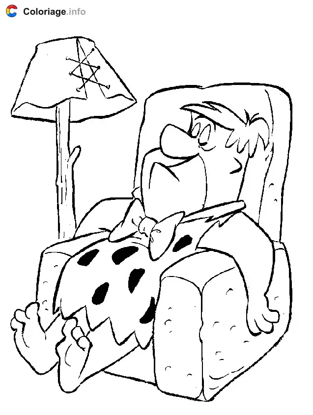 Coloriage Fred Pierrafeu dans son fauteuil - Les Pierrafeu à imprimer