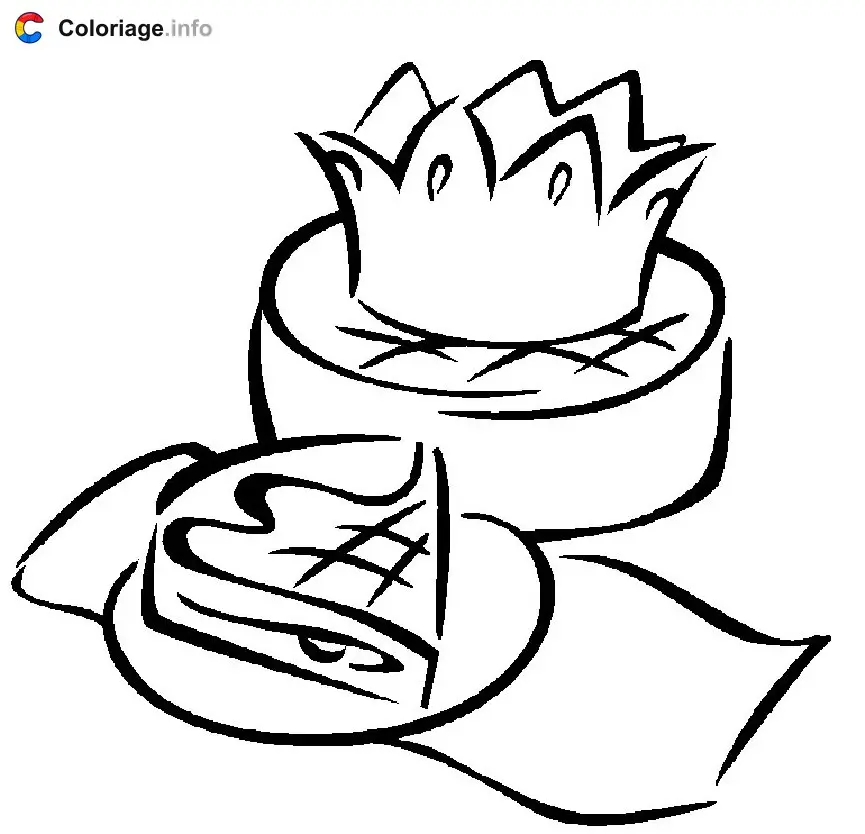 Galette des rois avec sa couronne coloring page to print