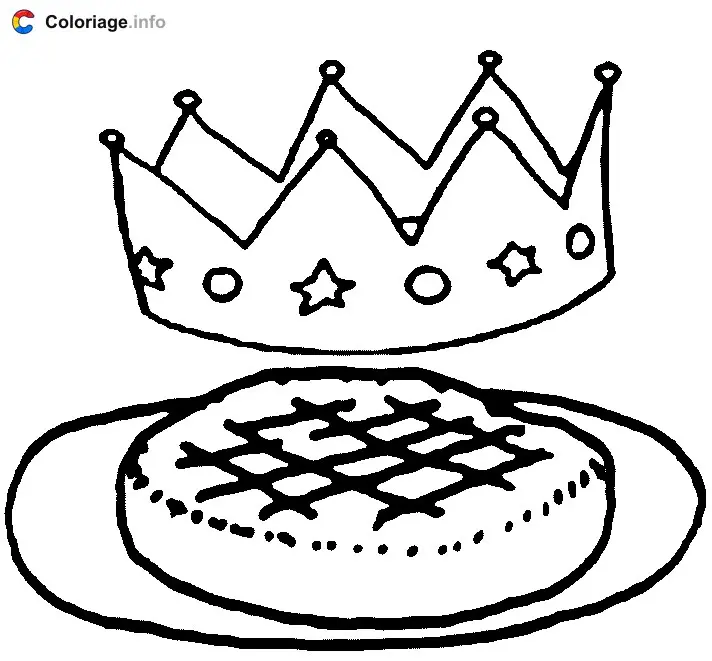 Galette des rois et la couronne coloring page to print