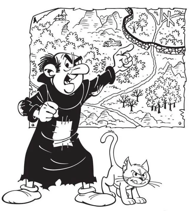 Coloriage Gargamel Schtroumpfs Et Son Chat - Schtroumpf à imprimer