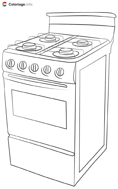 Coloriage Gazinière et four - Meubles à imprimer