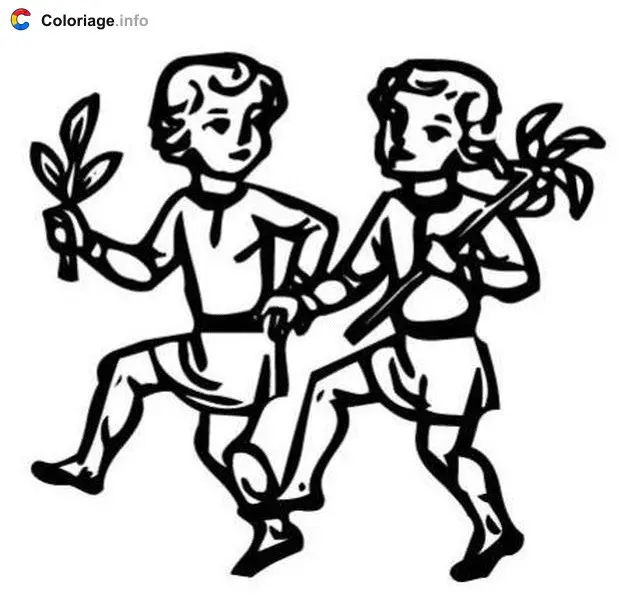 Coloriage Gémeaux - Signes astrologiques à imprimer