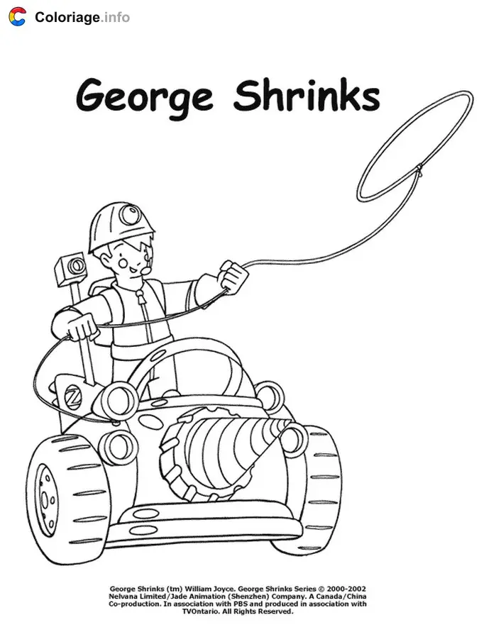 Coloriage George avec lasso - George rétrécit à imprimer