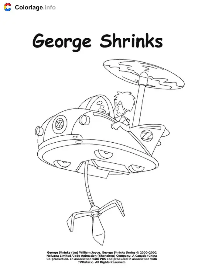 Coloriage George pilote un hélico - George rétrécit à imprimer