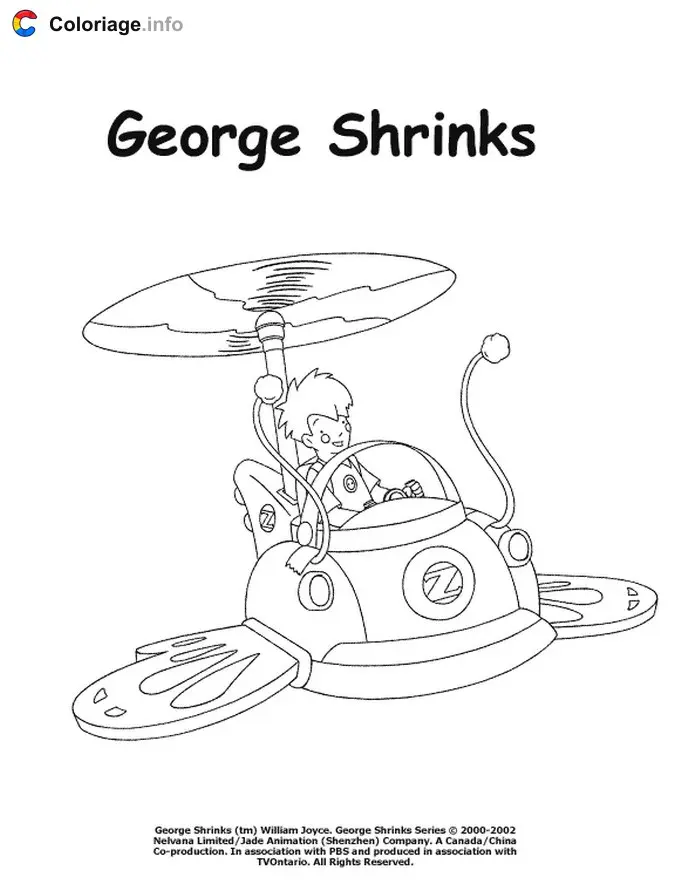 Coloriage George pilote un hélicoptère - George rétrécit à imprimer
