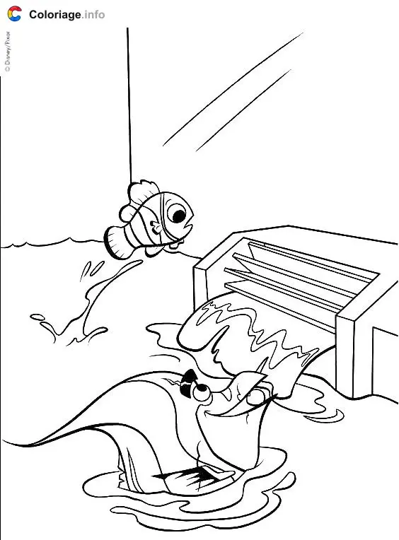 Gill and Nemo Jumping coloring page to print
