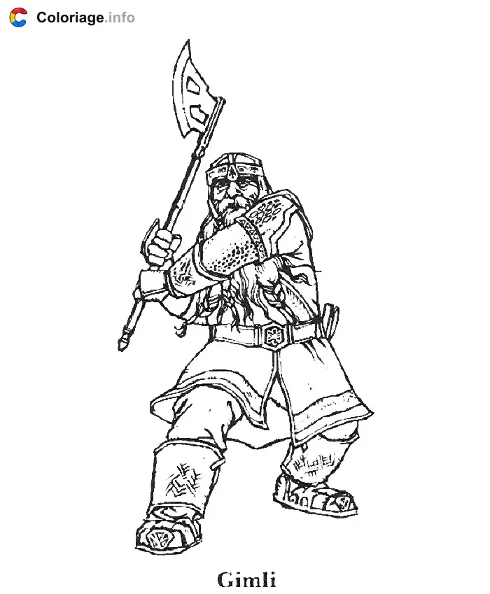 Coloriage Gimli - Le Seigneur des anneaux à imprimer